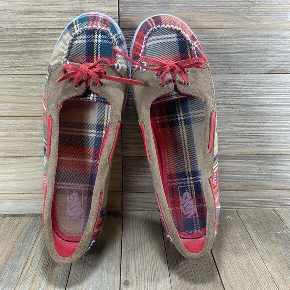 Vans Abby Slip On Loafer Flats Plaid Brown Boat Shoes Women’s Size 7 Sneakers - Picture 5 of 8